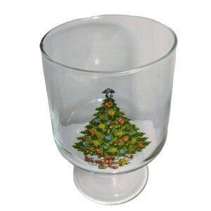 Sabin Clear Christmas Tree Candy Dish Goblet vase Candle Holder 6 inch Signed